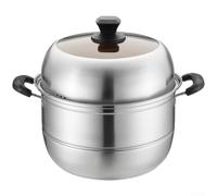 Extra Thick Korean Style Steamer Pot 27cm for rapid Heat Extra | Non-magnetic composite steel, even heat distribution, thick build, 26cm size, multi-layer trays