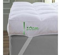 Extra Thick Mattress Topper Hypoallergenic Durable 4’’ Deep Toppers Pad Protector Microfibre Cover & Elasticated Corner Straps 10cm Deep Mattresses Bedspreads (King)