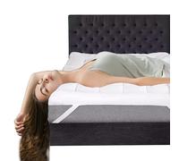 Extra Thick Mattress Topper King Bed 10cm Hotel Quality Microfiber Filled Box Stitched Quilted 4" Topper with Corner Straps Hypoallergenic Soft and Firm Hotel Quality