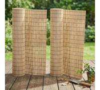 Extra Thick Natural Peeled Reed Fencing Screening Roll, Durable Garden Privacy Screen Fence Panels, Bamboo Style Reed Screening for Balcony, Wind & Sun Protection(Natural,2.44 m H x 6.25 m L)