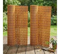 Extra Thick Natural Peeled Reed Fencing Screening Roll, Durable Garden Privacy Screen Fence Panels, Bamboo Style Reed Screening for Balcony, Wind & Sun Protection(Brown,2.44 m H x 6.25 m L)
