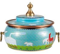Extra Thick Nonstick Copper Hot Pot With Lid, Handmade Shabu Shabu Pot, Modern Copper Stock Pot For Family Cooking, Perfect For Soup And Stews Cyan One Size