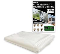 Extra Thick Plastic Sheeting 0.67KG Heavy Duty 2M X 3M Clear Polythene Sheet Thickened Polytunnel Membrane Greenhouse Waterproof Garden Dust Sheet Gardening Grow Insulation Building Rubble Protection
