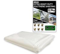 Extra Thick Plastic Sheeting 0.9KG Heavy Duty 2M X 4M Clear Polythene Sheet Thickened Polytunnel Membrane Greenhouse Waterproof Garden Dust Sheet Gardening Grow Insulation Building Rubble Protection