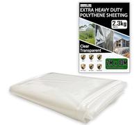 Extra Thick Plastic Sheeting 2.3KG Heavy Duty 2M X 10M Clear Polythene Sheet Thickened Polytunnel Membrane Greenhouse Waterproof Garden Dust Sheet Gardening Grow Insulation Building Rubble Protection