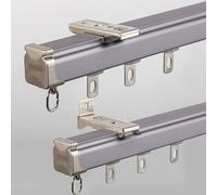 Extra Thick Silent Curtain Rail System - Heavy-Duty Aluminum Alloy Sliding Track with Ceiling & Wall Mount - 110 cm Grey - Smooth Operation & Durable Design