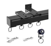 Extra Thick Silent Curtain Track System 230cm Aluminum Alloy Sliding Tracks with Gliders for Ceiling or Wall Mount Ideal for Room Dividers & Window Curtains Mute Operation (Black)
