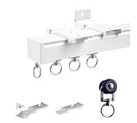 Extra Thick Silent Curtain Track System Aluminum Alloy Sliding Tracks with Gliders for Ceiling or Wall Mount Ideal for Room Dividers & Window Curtains (White 170cm/5.6ft)