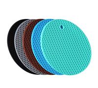 Extra Thick Silicone Potholder Trivet Mats 5 Pack,Heat Resistant Rubber Hot Pads for Dishes or Pans,Non Slip Jar Opener Flexible Round Honeycomb Coasters Multipurpose Kitchen Heatproof Mats