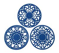 Extra Thick Silicone Trivet Mat for Dishes, Pots and Pans, Pot Holder, Hot Pad to Protect Table and Countertop, Kitchen Decor and Accessories, Navy Blue, Set of 3