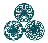 Extra Thick Silicone Trivet Mat for Dishes, Pots and Pans, Pot Holder, Hot Pad to Protect Table and Countertop, Teal, Set of 3