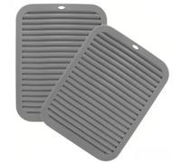 Extra Thick Silicone Trivet Mat Heat Resistant Multi-purpose None slip Table Place Mats for Hot Pots Holder,Pads,Pans,Dishes,Spoon rest,Coasters for Kitchen Cooking & Dining(2pcs,Rectangle-Grey)