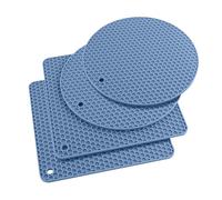 Extra Thick Silicone Trivet Mat Heat Resistant Multi-purpose None slip Table Place Mats for Hot Pots Holder,Pads,Pans,Dishes,Spoon rest,Coasters for Kitchen Cooking & Dining(4Pack,23cm,Blue)