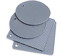 Extra Thick Silicone Trivet Mat Heat Resistant Multi-purpose None slip Table Place Mats for Hot Pots Holder,Pads,Pans,Dishes,Spoon rest,Coasters for Kitchen Cooking & Dining(4Pack,26cm,Grey)