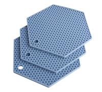 Extra Thick Silicone Trivet Mat Heat Resistant Multi-purpose None slip Table Place Mats for Hot Pots Holder,Pads,Pans,Dishes,Spoon rest,Coasters for Kitchen Cooking & Dining(3pcs Pack)(Hexagon-Blue)
