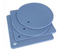 Extra Thick Silicone Trivet Mat Heat Resistant Multi-purpose None slip Table Place Mats for Hot Pots Holder, Pads, Pans, Dishes, Spoon rest, Coasters for Kitchen Cooking & Dining(4pcs Pack) (Blue)