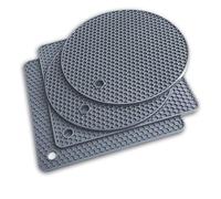 Extra Thick Silicone Trivet Mat Heat Resistant Multi-purpose None slip Table Place Mats for Hot Pots Holder, Pads, Pans, Dishes, Spoon rest, Coasters for Kitchen Cooking & Dining(4pcs Pack) (Grey)