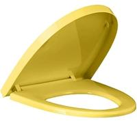 Extra-Thick Square Toilet Seat Ring with Soft-Close Lid - Comfortable & Easy Installation Fits Standard Toilets Ideal for Families (V S Yellow)