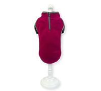 Extra Thick Stretch Fleece Dog Jumper Coat (Small, Dark Pink/Grey)