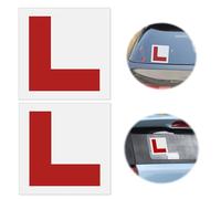 Extra Thick Strong L-Plates for New Car Driver, 2 Pack, No Melting No Blow Off, Easy to Move Without Scratching Paint, UK Weather Resistant, Reusable