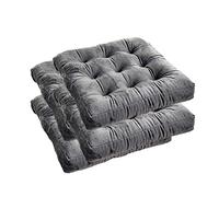 Extra Thick Velvet Seat Cushions for Dining Room Chairs Set of 4 Non Slip Chair Pads 16x16 Gray Ideal for Kitchen Chairs Comfort & Style Upgrade