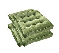 Extra Thick Velvet Seat Cushions for Dining Room Chairs Set of 4 Non Slip Chair Pads 16x16 Inches 8cm/3.2in Ideal for Kitchen Decor Stylish Green
