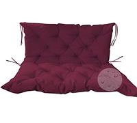 Extra Thick Waterproof Garden Bench Cushion with Backrest Non Slip Patio Seat Pad for Lawn Veranda Swing Lounr - 100x100x10 cm Dark Red Outdoor Furniture Accessory