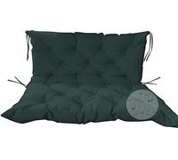 Extra Thick Waterproof Garden Bench Cushions with Backrest Non Slip Patio Seat Pads for Swing Chairs Lounrs Replacement Mat 100x100x10 cm Dark Green