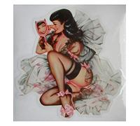Extra thin sticker Pin Up Bettie page with a mirror 13x12 cm sexy sticker