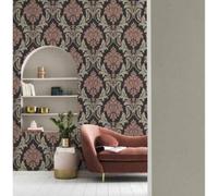 Glam 541656 Non-Woven Wallpaper Baroque Black Beige Pink Glitter