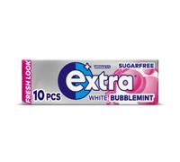 Extra White Bubblemint Chewing Gum - Sugar Free - 10 Pieces per Pack, Case of 30 | Whitening Fresh Breath Gum | Pocket-Size Packs for On-the-Go