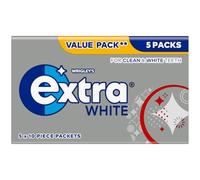 Extra White Sugar Free Chewing Gum, 5 Pack Multipack - Mint Fresh Breath Teeth Whitening Gum - Air Travel Essentials, Festival Accessories, Summer Holiday & Road Trip Snacks