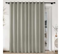 Extra Wide 100% Blackout Linen Curtains 120"x84" for Sliding Doors Light Blocking Grommet Drapes with Tieback for Bedroom & Living Room 1 Panel