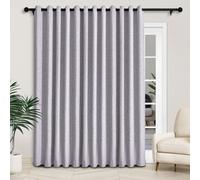 Extra Wide 100% Blackout Sliding Patio Door Curtains, 100”Wx102”L Camel Grey Linen Drapes for Bedroom & Living Room, Farmhouse Grommet Drapery with Tieback, 1 Panel