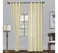 Extra Wide 100" Grommet Drapery Panel - Linen Textured Room Darkening for Kids' Rooms & Nurseries Light Khaki 84" Length Privacy Protecting Ele Home Decor