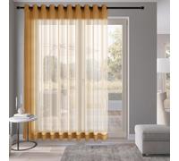 Extra Wide 100" Wx84 L Oak Buff Stripe Linen Sheer ains - Lightweight Semi-Sheer Grommet Drapes for Home, Hotel, Cafe, Office - 2 Panels, Light Filtering Ele Design
