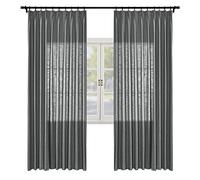 Extra Wide 100W x 84L Inches Dark Grey Linen Drapes - Light Filtering Pinch Pleated Panels for Dining Room & Bedroom Elegant Window Treatment 1 Panel