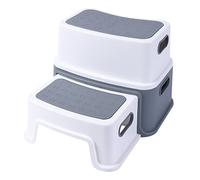 Extra Wide 34cm 2 Step Stool for Kids - Anti-Slip Sturdy Toddler Stool with Handles, Double Height Potty Training Step for Bathroom & Kitchen, Heavy Duty & Easy Clean, Baby Safety Step Up