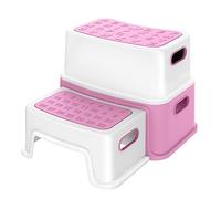Extra Wide 34cm 2 Step Stool for Kids - Anti-Slip Sturdy Toddler Stool with Handles, Double Height Potty Training Step for Bathroom & Kitchen, Heavy Duty & Easy Clean, Baby Safety Step Up