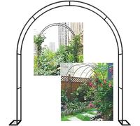 Extra Wide 350cm Large Garden Arch for Roses and Climbing Plants Wedding Arbor with Tall Pergola Trellis Support Black Steel Rose Archway Outdoor Garden Decor 220cm Height
