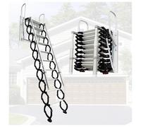 Extra-Wide 53cm Wall Mounted Loft Ladder, 13 Steps Folding Pull Down Attic Stairs, Retractable Staircase with 2 Handrails, Non-slip Treads, capacity 300, for 3.2-3.3m Lofts (13 Steps)
