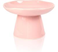 Extra Wide 6.1" Raised Cat Food Bowl, Shallow Ceramic Elevated Cat Feeder Bowl, Anti Vomiting, Stress Free, Whisker Fatigue, Pet Food or Water Bowl, pink