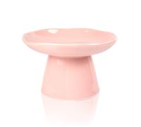 Extra Wide 6.1" Raised Cat Food Bowl, Shallow Ceramic Elevated Cat Feeder Bowl, Anti Vomiting, Stress Free, Whisker Fatigue, Pet Food or Water Bowl, Pink