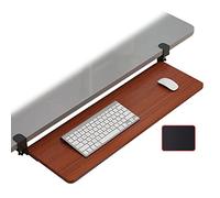 Extra Wide Adjustable Keyboard Tray Under Desk with C-Clamp Ergonomic Design 52/65/75 x 25 cm B-Teak Finish Perfect for Home Office Gaming & Comfort Setup