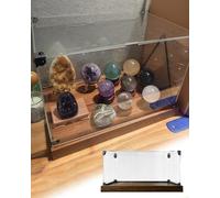 Extra Wide and Short Acrylic Display Case with Metal Anti-Scratch Corners, 3cm Thick Wooden Panel& Aluminum Frame Base, Figures Collectibles(70x70x80 cm/28x28x32 in)