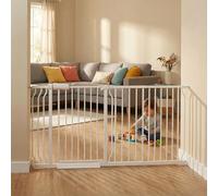 Extra Wide Baby Gate for Doorways Stairs Living Room Pressure Monuted Walk Through Safety Gate for Kids or Pets Dogs with Extensions (62-67"/158-170cm)