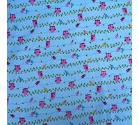Extra Wide Brushed Winceyette Printed Novelty 100% Cotton Woven Soft Fleece Flannelette Blanket Fabric Material | Various Designs | 60” - 150cm Wide (per Half Metre, Owl Vines Light Blue)