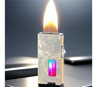 Extra-Wide Butane Gas Lighter, Shake to Ignite, Seven-Hole Open Flame with Safety Lock, Ideal for Candles, Men's Gifts, and Collectors, Perfect for Any Occasion
