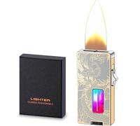 Extra Wide Butane Gas Lighter, Shake to Ignite, Soft Flame with Viewing Window and Safety Lock, for Men and Women