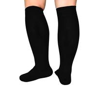 Extra Wide Calf Compression Socks for Women & Men, Plus Size Compression Socks 20-30 mmHg, Knee High Stockings to Prevent Swelling, Pain, Black, XXXL